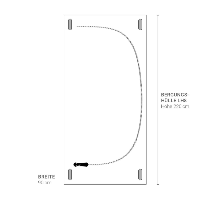 Bergungshülle LH8, 4 gestanzte Griffe, U-Reißverschluss